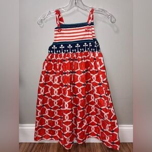 Haley & the Hound Red White Blue Nautical Anchor Stripes Sleeveless Dress 8 USA